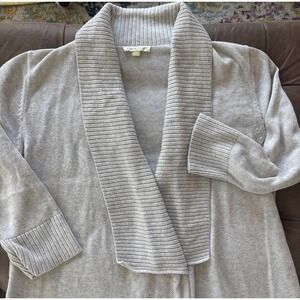 Eileen Fisher 100% Cotton Open Cardigan 3/4 Sleeve Ivory SZ XS Career Minimalist